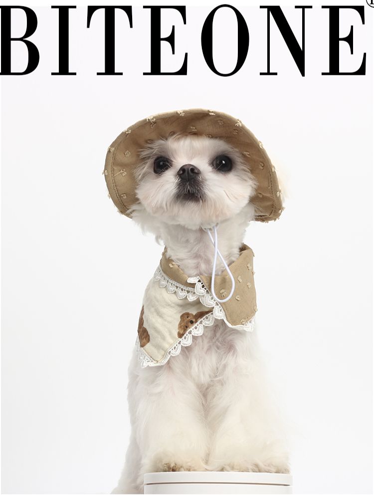 Biteone【Goodnight Bear】 Cat, Dog, and Dog Accessories Spring/Summer New Cute Fisherman Neck