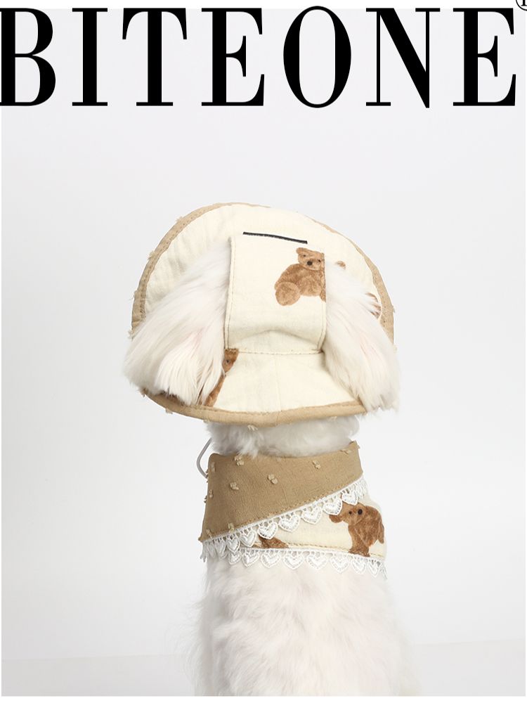 Biteone【Goodnight Bear】 Cat, Dog, and Dog Accessories Spring/Summer New Cute Fisherman Neck