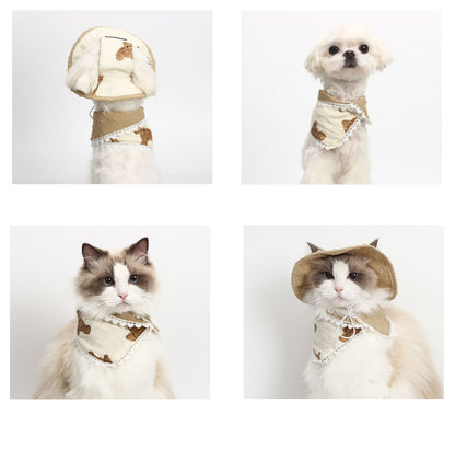 Biteone【Goodnight Bear】 Cat, Dog, and Dog Accessories Spring/Summer New Cute Fisherman Neck
