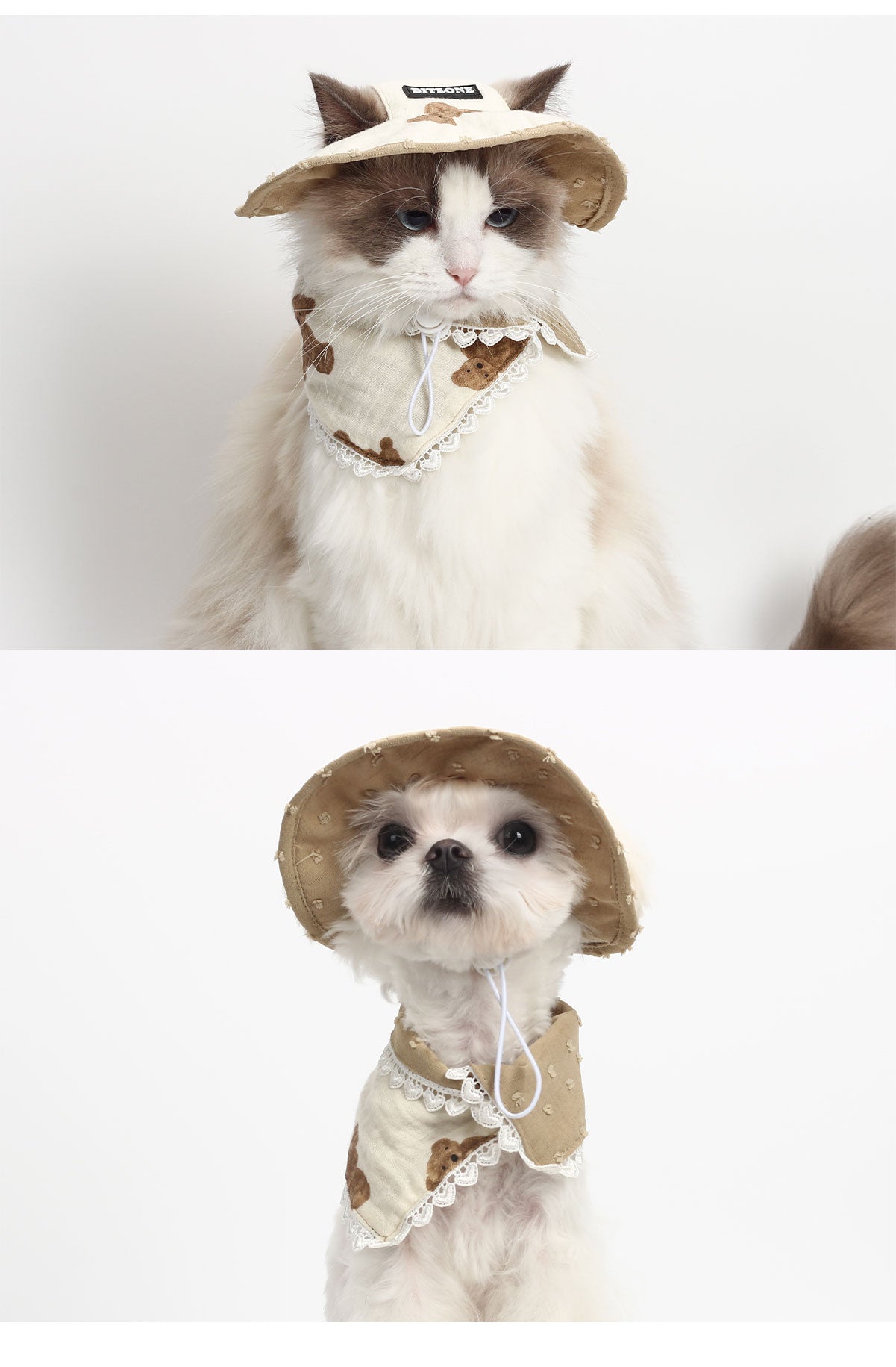 Biteone【Goodnight Bear】 Cat, Dog, and Dog Accessories Spring/Summer New Cute Fisherman Neck